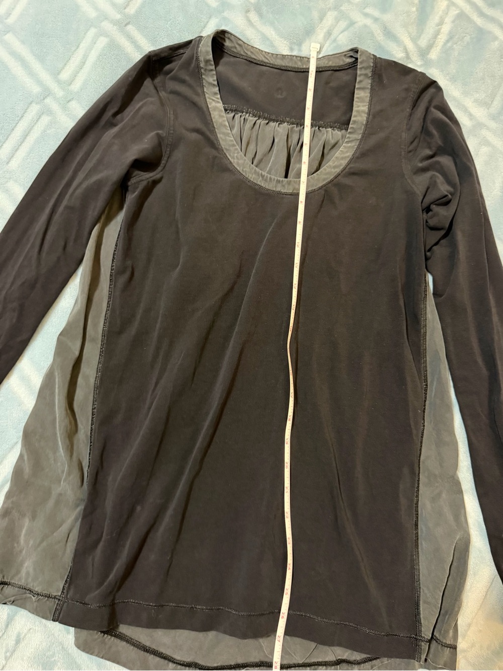 lululemon athletica Black Long Sleeve Scoop Neck Top with Sheer Side Panels